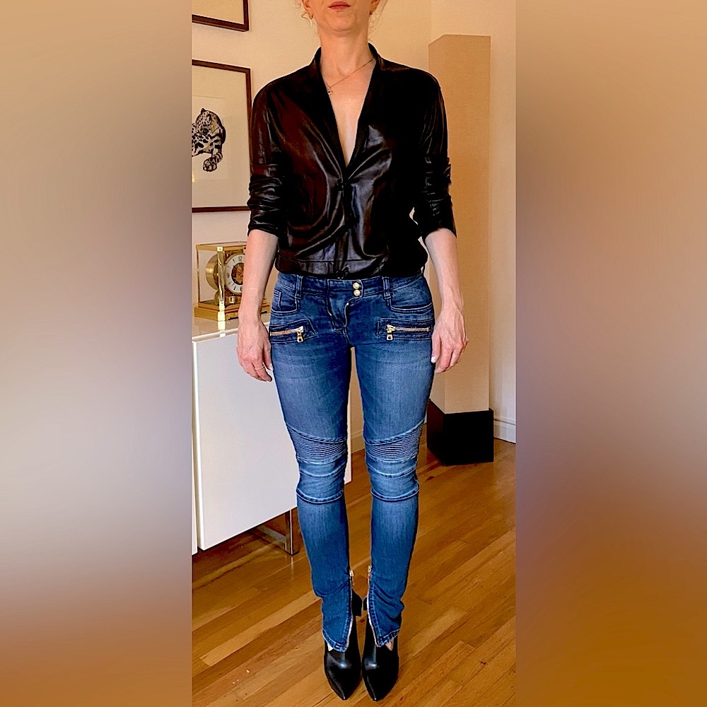 Balmain skinny moto-style jeans for women